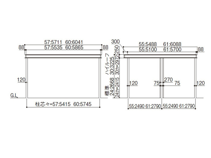 正規 Ykkapエクスティアラ カーポート2台用 サイクルポートを値引45 工事販売 東京神奈川千葉埼玉茨城