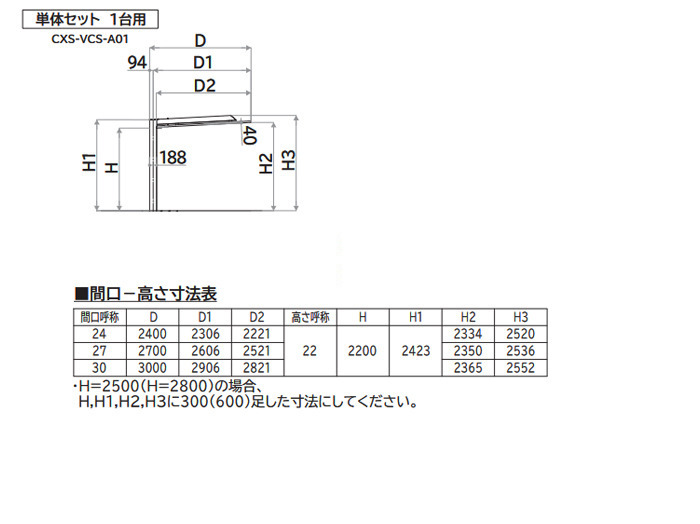 YKKAP プレーンルーフ 縦2連棟 間口寸法図