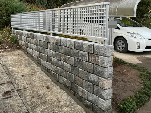 施工例画像：千葉県 若葉区  境界フェンス塀 YKKAP シンプレオ7F型 ブロック積